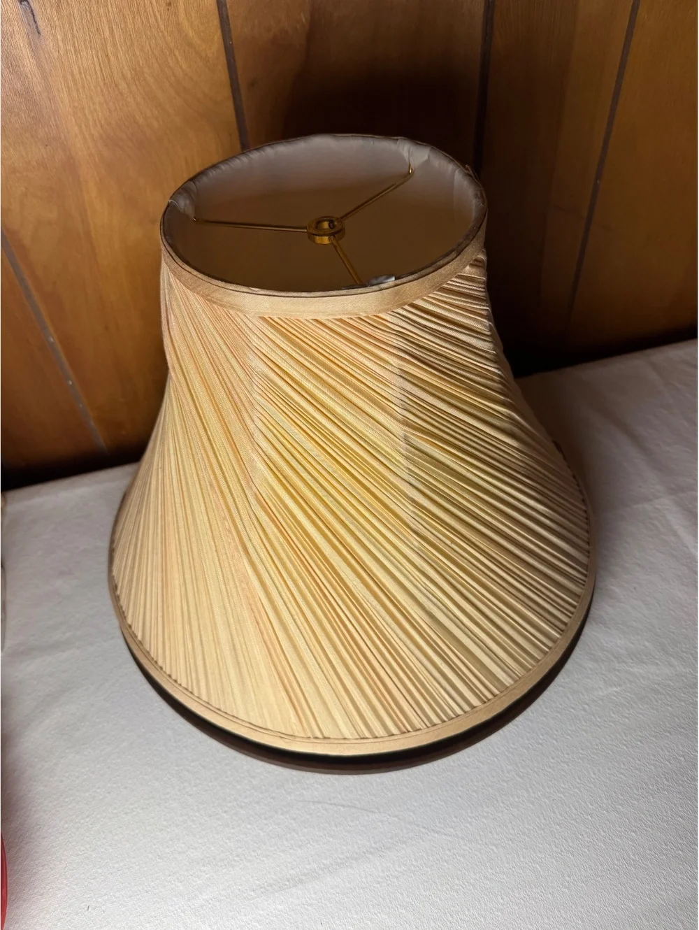 Vintage Pleated Lampshade Large 16 Inch Bell Shade Champagne Beige Lamp Shade